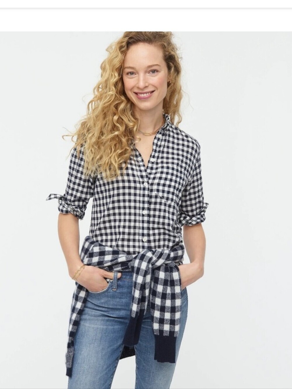 J. Crew Black & White Gingham Button-Down Shirt